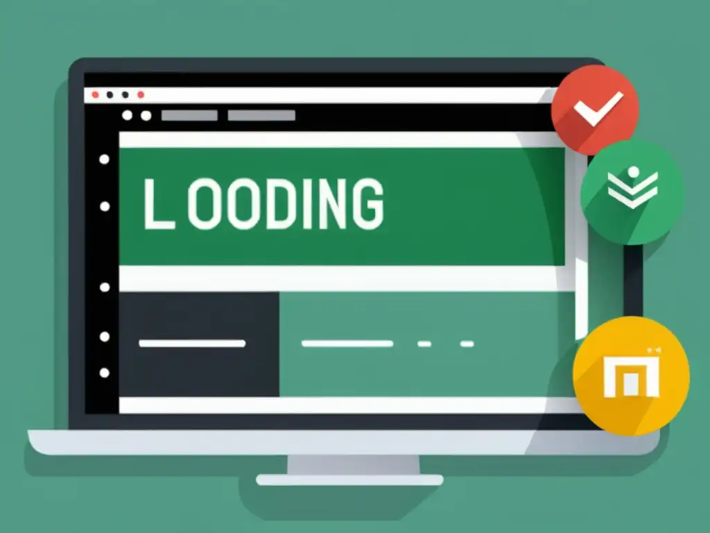 Detallada imagen en 8k de una página web con optimización de carga con Lazy Loading y code splitting, mostrando carga secuencial de componentes
