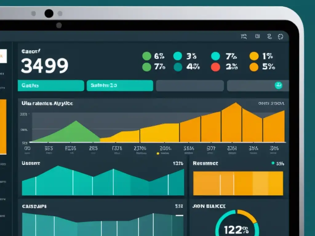 Detallada imagen del panel de análisis web con gráficos interactivos, destacando la personalización de informes y análisis web open source