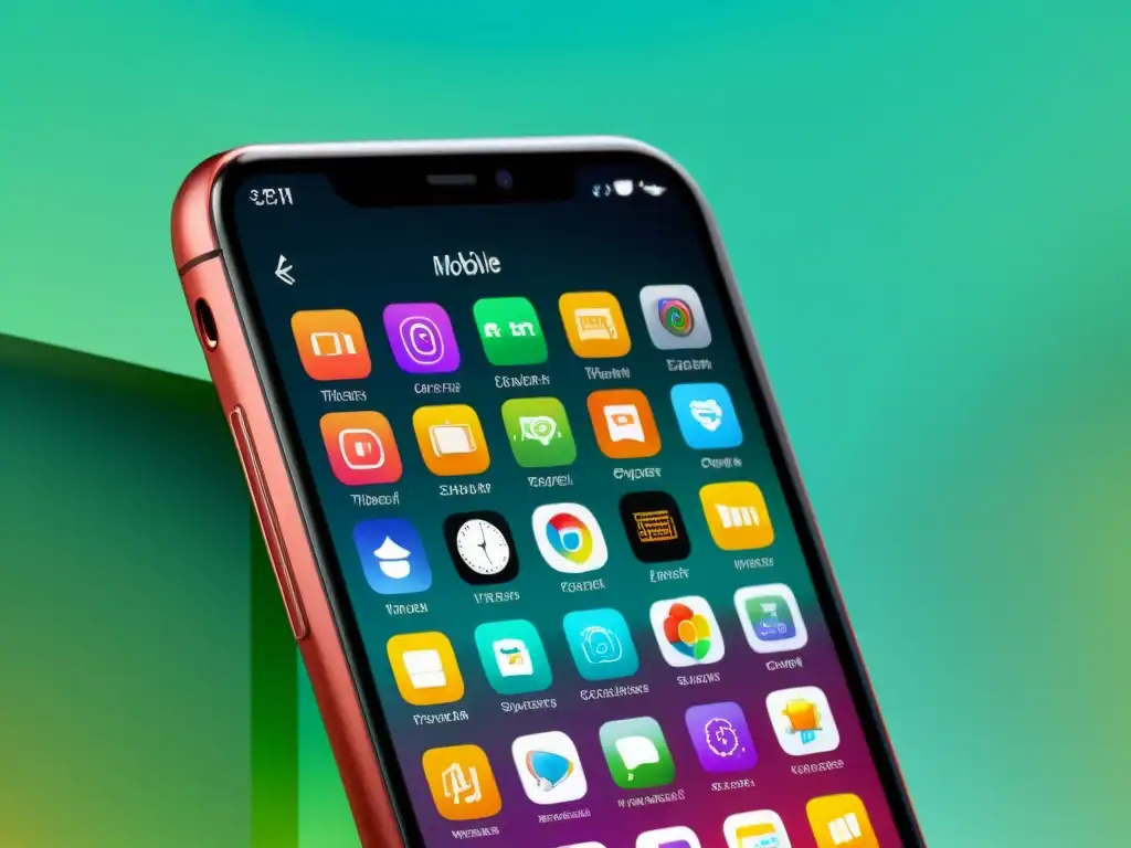 Detallada imagen de pantalla de smartphone con sistema operativo móvil de código abierto personalizable, vibrante y sofisticado