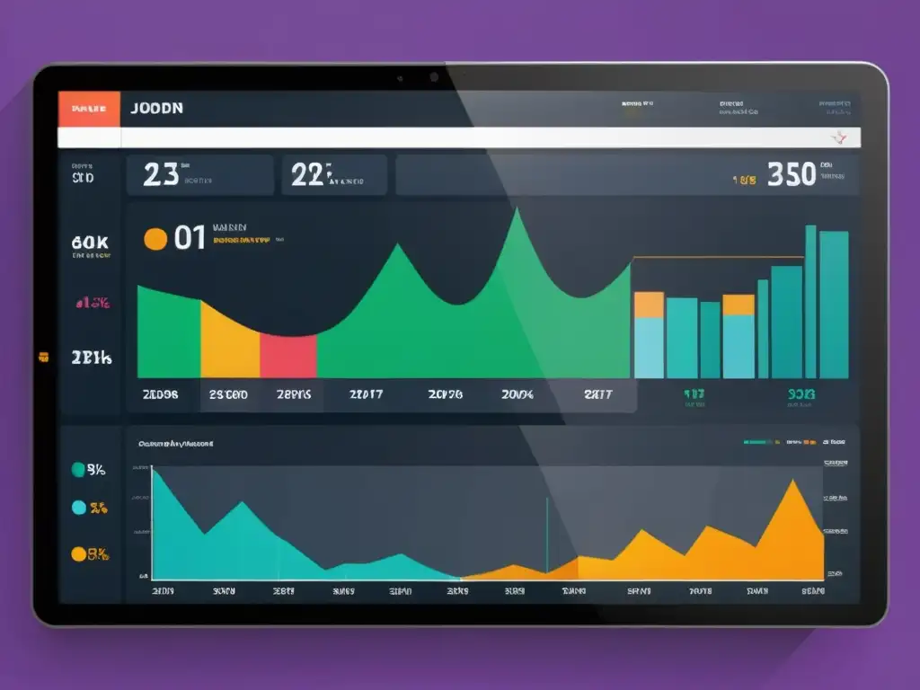 Un detallado panel de análisis de marketing de código abierto para startups, con visualizaciones de datos y seguimiento en tiempo real