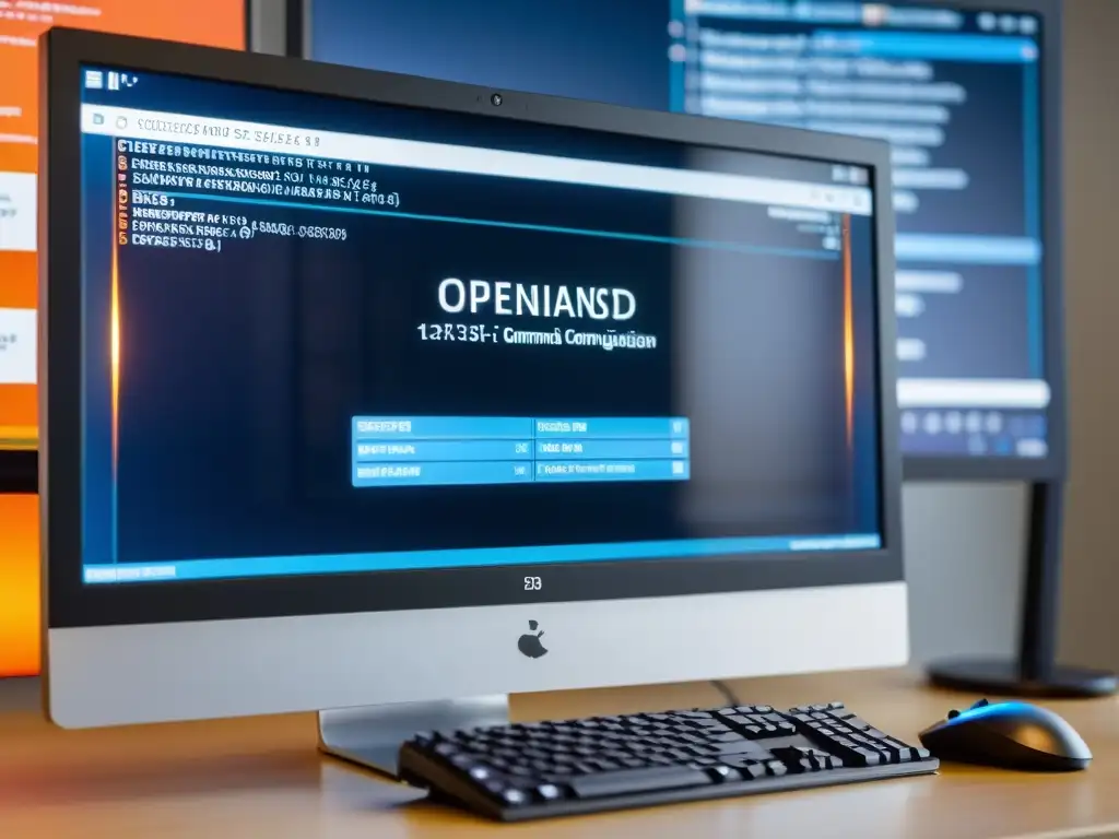 Detalle de la configuración avanzada del firewall OpenBSD en la interfaz de línea de comandos, en un espacio de trabajo moderno y profesional
