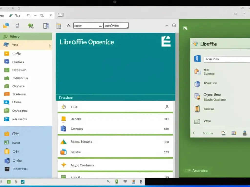 Detalle de la interfaz de usuario de LibreOffice y Apache OpenOffice, mostrando diferencias en diseño y características