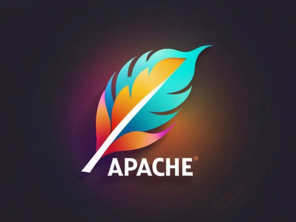 Detalle de alta resolución del logo de la Fundación Apache en un fondo moderno