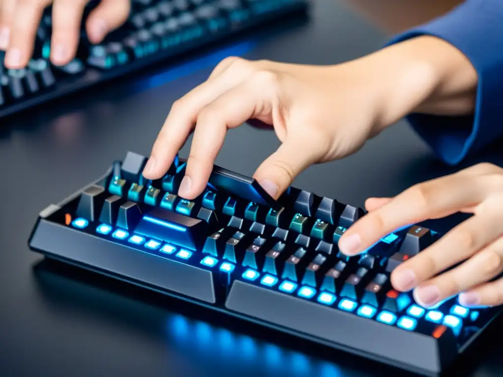 Montaje preciso de teclado mecánico: artesanía y detalle Detalle meticuloso al construir teclado mecánico, resaltando precisión y artesanía