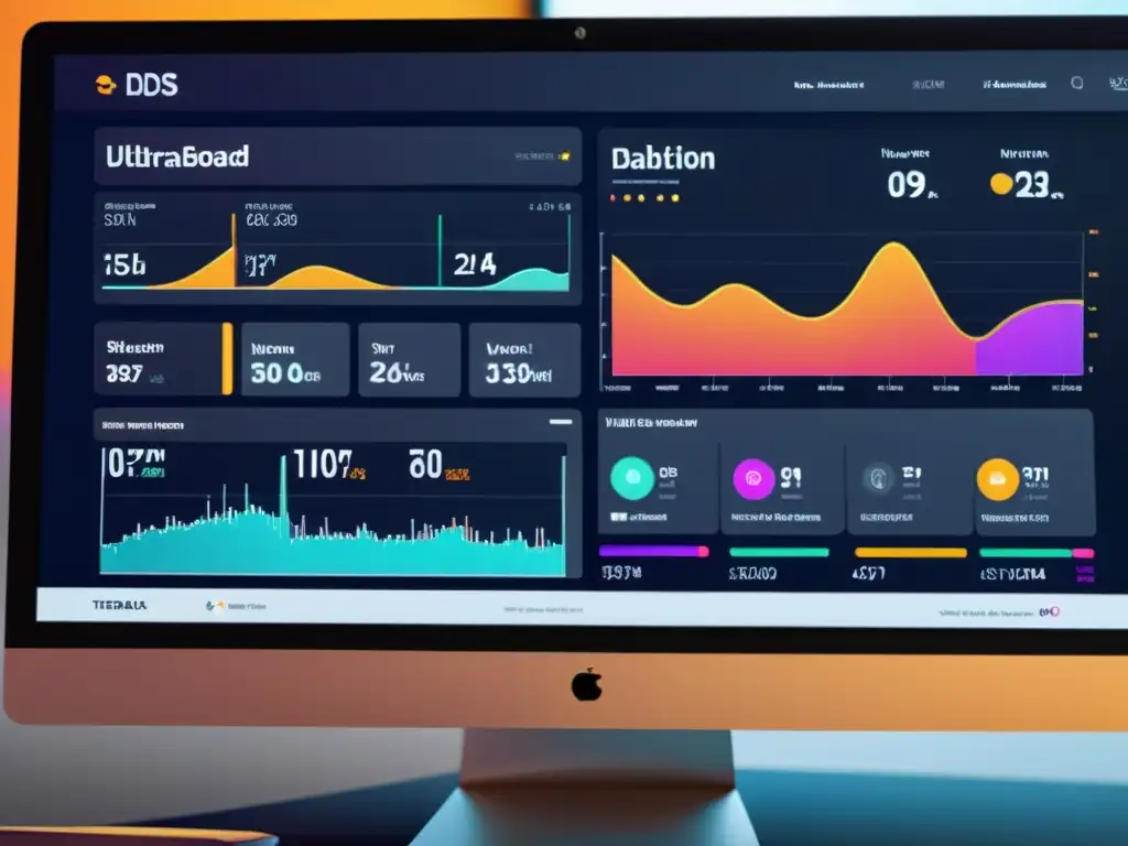 Detalle de un panel de detección de intrusos de código abierto con diseño futurista y visualización de datos complejos en tiempo real