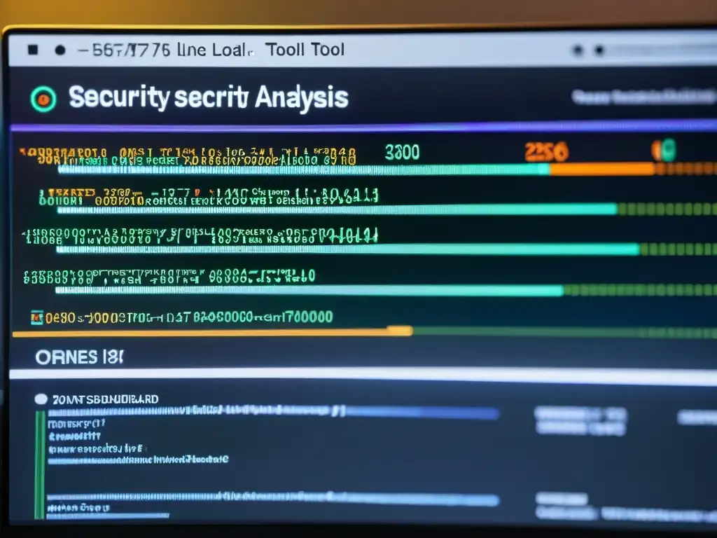 Detalle de pantalla de código con herramienta de auditoría de seguridad, destacando métricas y vulnerabilidades
