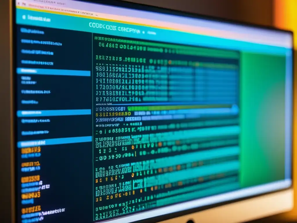 Detalle de pantalla de computadora con código de criptografía de código abierto, mostrando profesionalismo y vanguardia