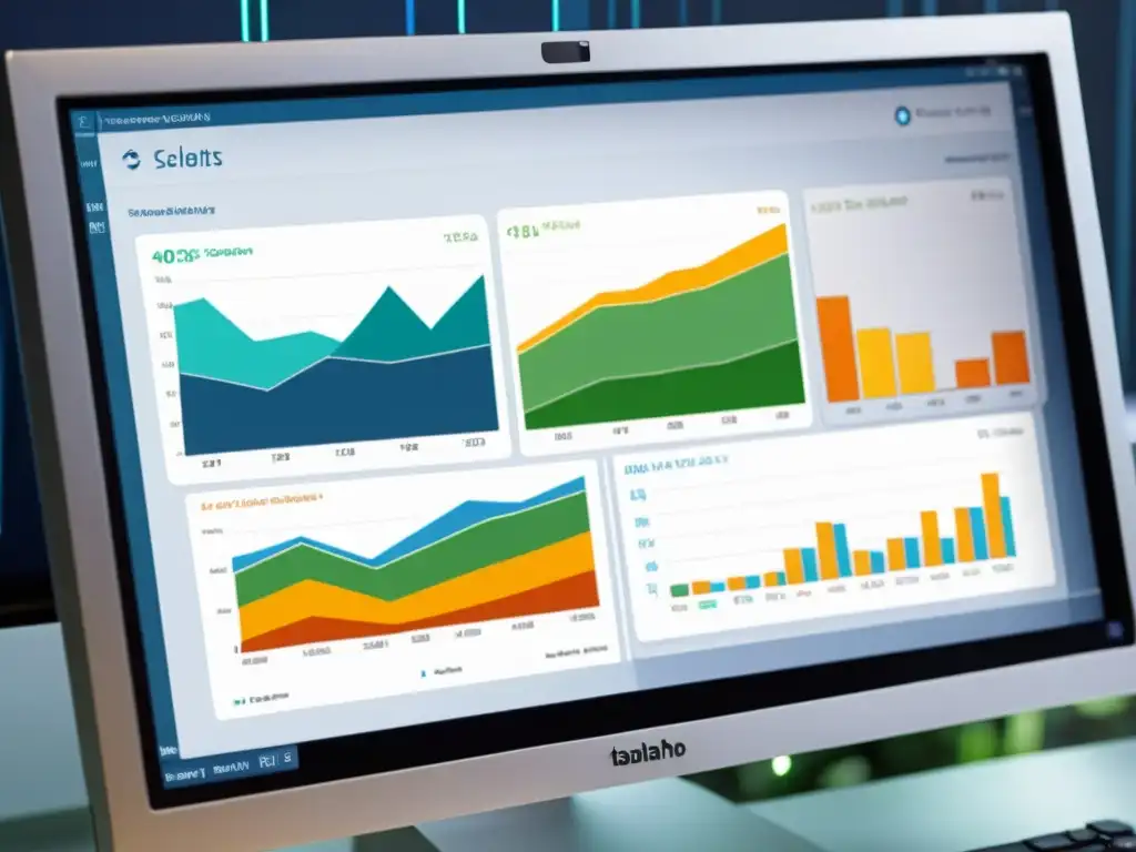 Detalle de pantalla del Pentaho Analyzer con gráficos de barras, líneas y pastel