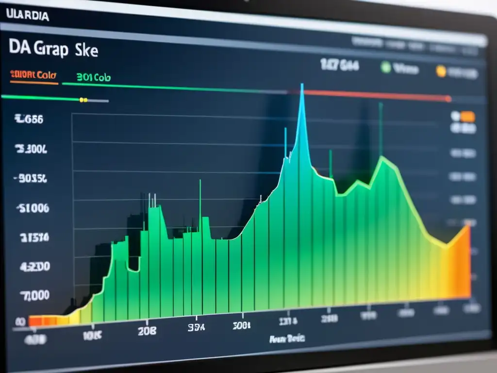 Detalle ultrapreciso de gráfico de pruebas de carga con JMeter, mostrando métricas de rendimiento y visualización de datos profesional