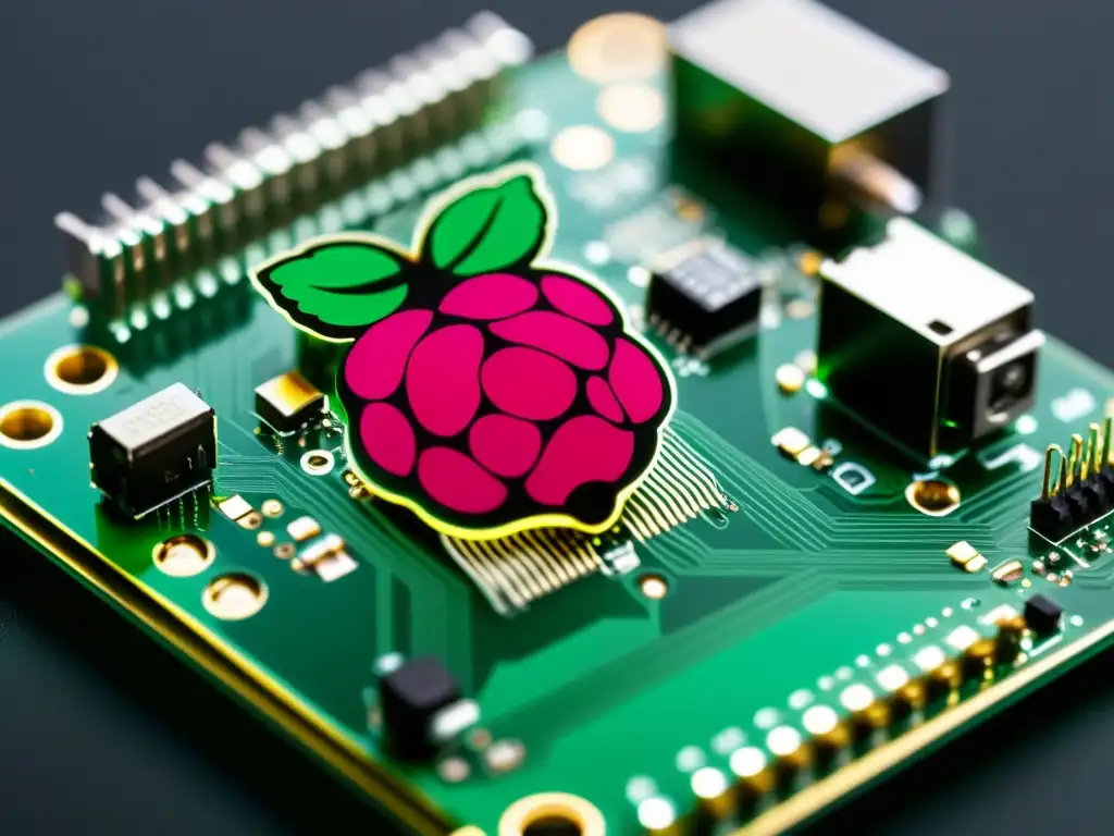 Detalle vibrante del circuito Raspberry Pi para IoT, comparativa Raspberry Pi vs Arduino IoT