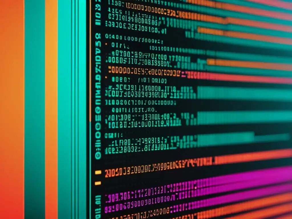 Código fuente vibrante: sofisticación de software Detalle vibrante de código fuente open source, resaltando la complejidad y sofisticación del desarrollo de software