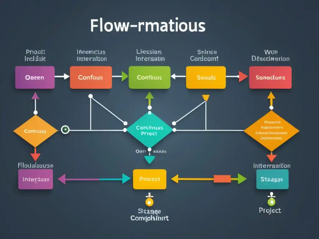 Detalle vibrante de un flujo de integración continua con herramientas Open Source