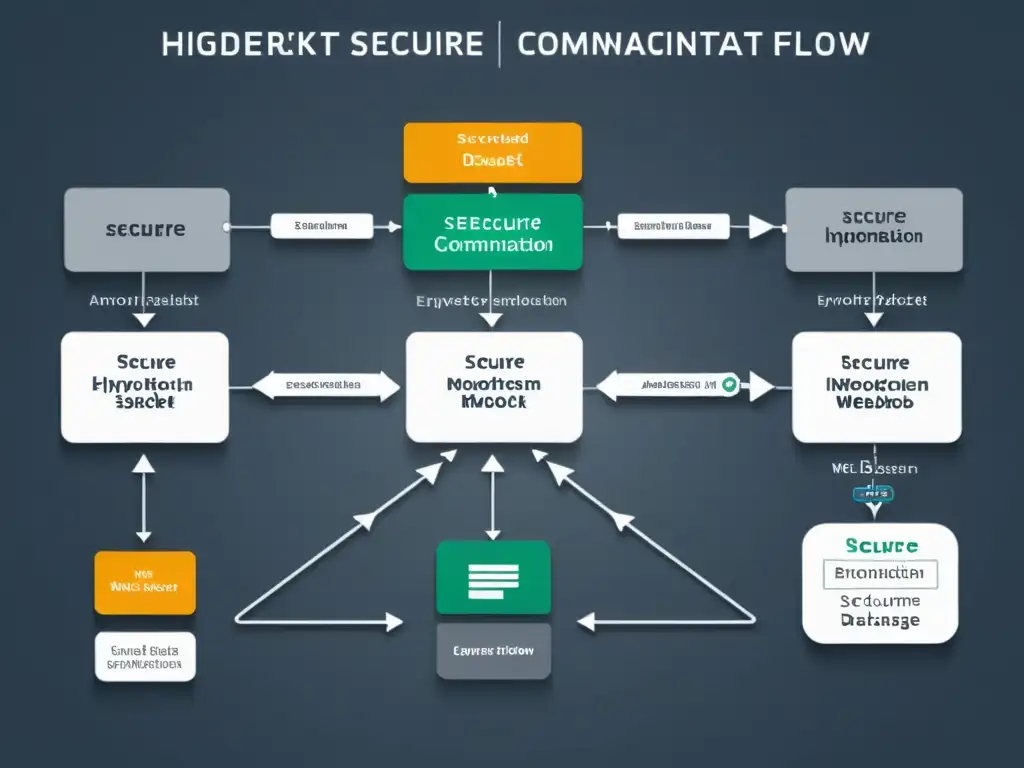 Diagrama de flujo de comunicación segura de WebSockets, con paquetes de datos encriptados entre cliente y servidor