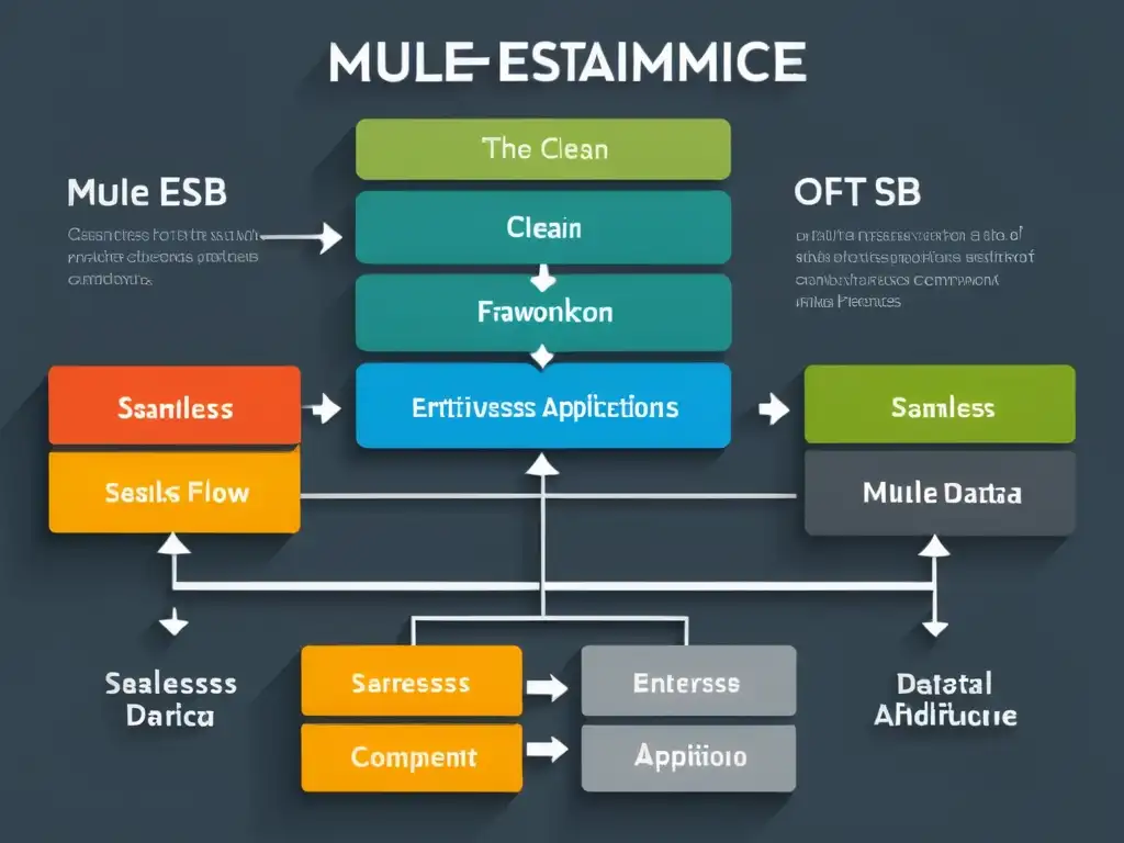 Diagrama moderno de integración de aplicaciones empresariales con Mule ESB, detallando su arquitectura y flujo de datos