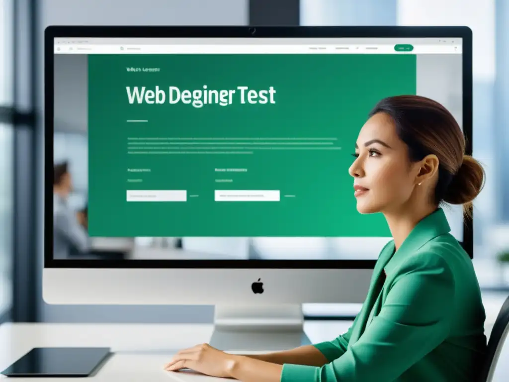 Un diseñador web realiza una prueba de usabilidad en una interfaz moderna
