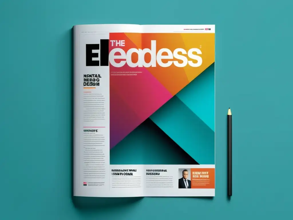 Diseño editorial con software libre: una revista moderna con colores vibrantes, tipografía limpia y equilibrio visual