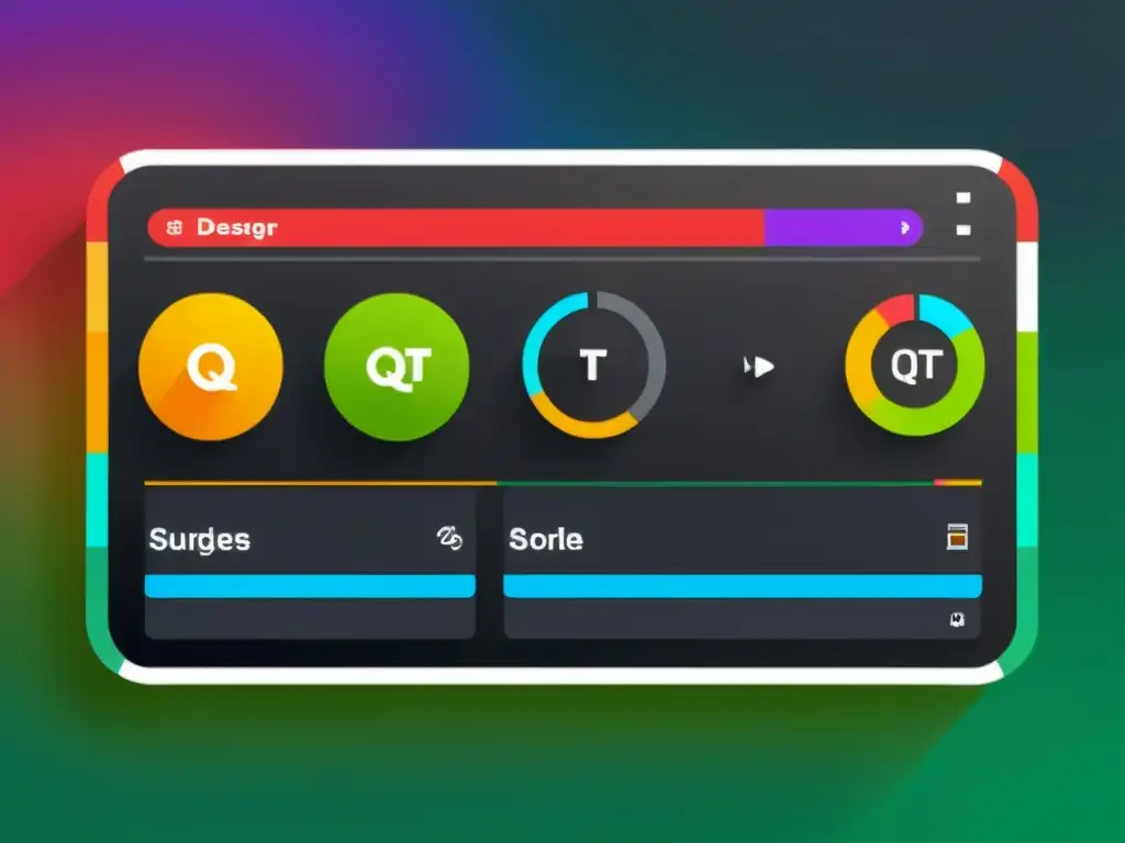 Diseño de Interfaces Gráficas en Qt Designer: Interfaz moderna con colores vibrantes, botones intuitivos y campos de entrada y widgets bien diseñados