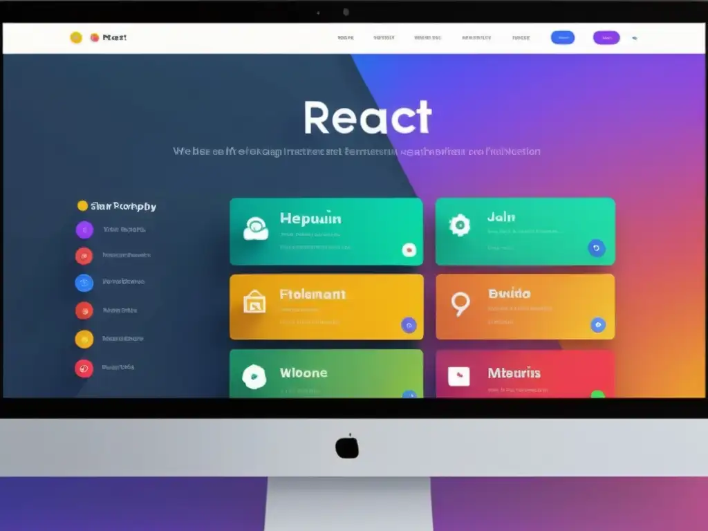 Un diseño web moderno y elegante que implementa Diseño Material Design en proyectos React, con colores vibrantes y transiciones suaves