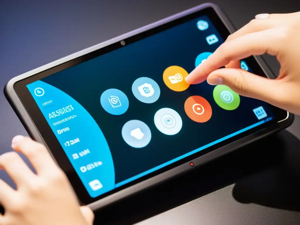 Dispositivo de asistencia moderno con accesibilidad en el ecosistema open source, botones táctiles y pantalla de alta resolución
