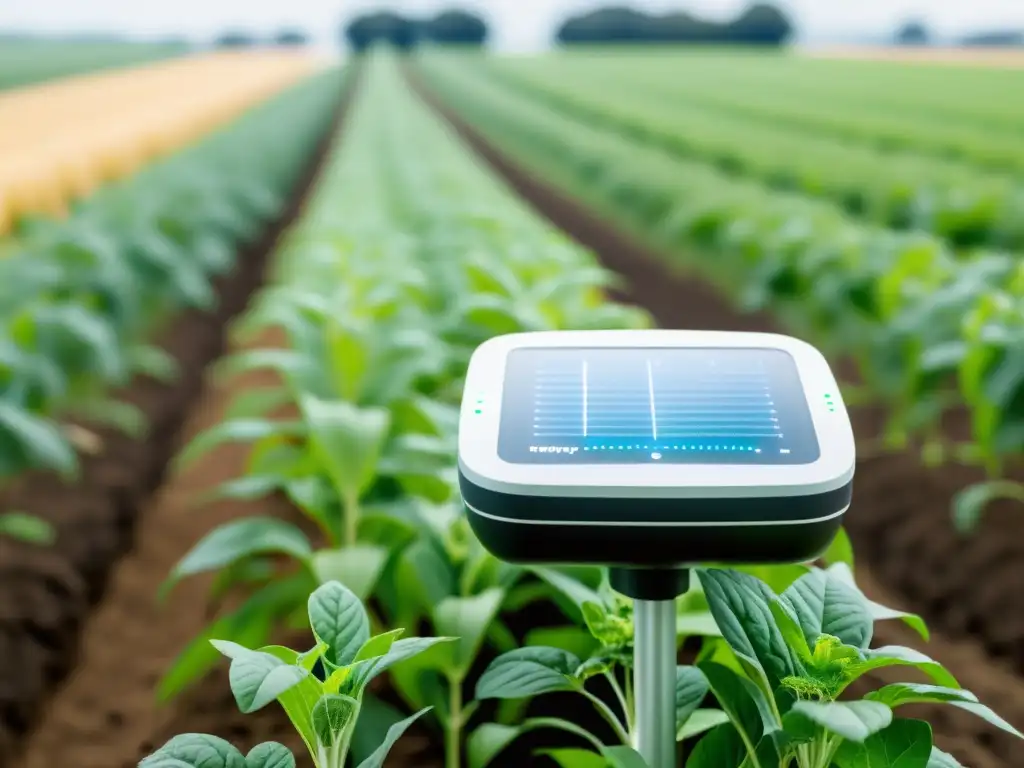 Dispositivo IoT de código abierto en campo agrícola Dispositivo IoT de código abierto integrado en el entorno agrícola, capturando datos en tiempo real