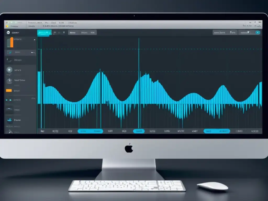 Edición de video con OpenShot: Interfaz moderna con herramientas de edición de audio resaltadas, mostrando precisión y profesionalismo