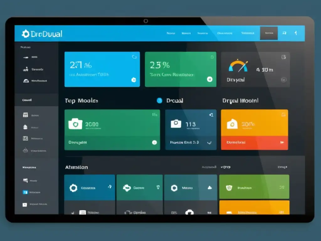 Captura la eficiencia y la innovación de los mejores módulos de automatización en Drupal en un moderno y atractivo dashboard