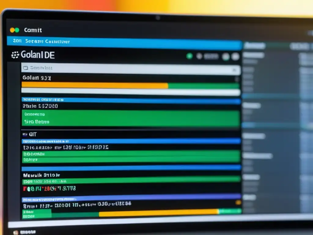 Configuración eficiente de proyectos en GoLand: Pantalla de ordenador con interfaz moderna y eficaz para gestionar múltiples repositorios Git