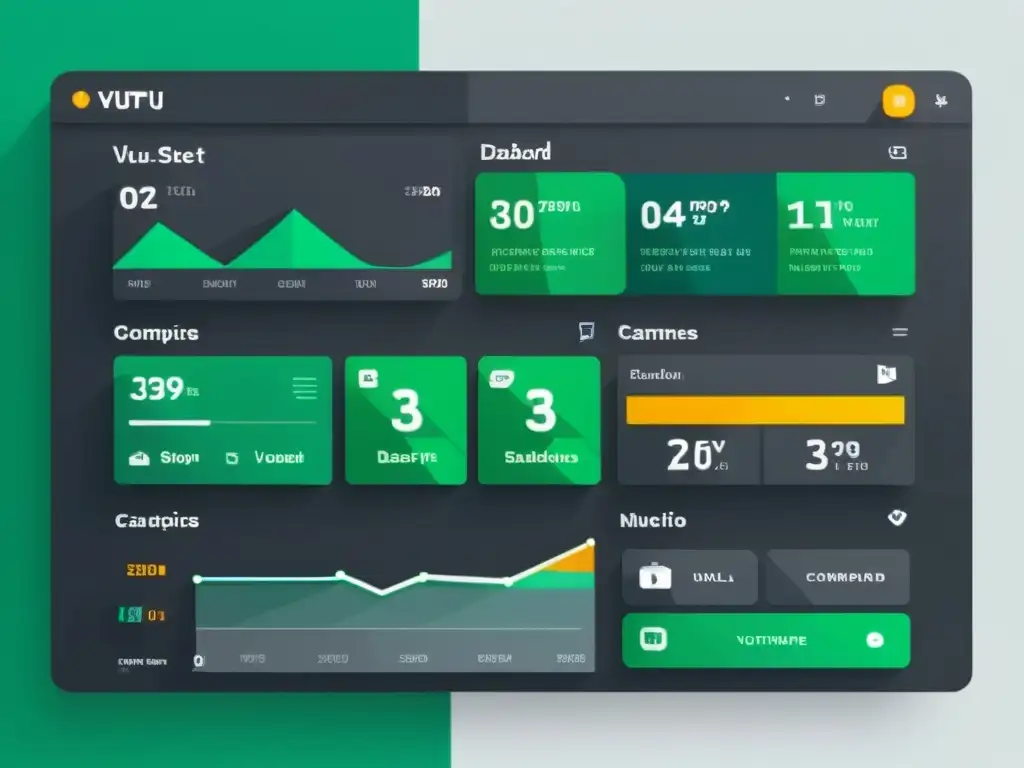 Dashboard Vuetify: Diseño moderno y vibrante Un elegante dashboard Vuetify con esquemas de colores vibrantes y tipografía elegante