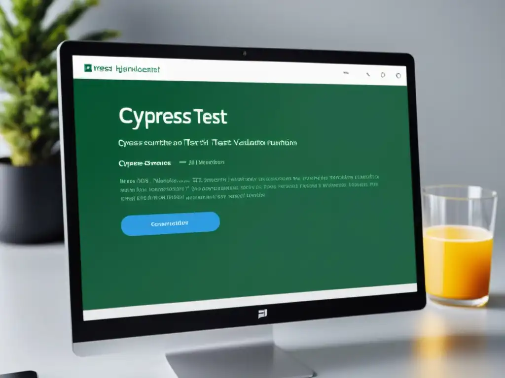 Un elegante entorno de pruebas E2E con Cypress, mostrando múltiples aserciones pasando en un moderno y eficiente diseño