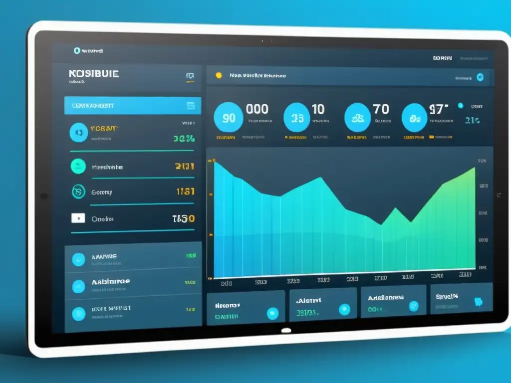 Un elegante panel de control de CMS open source garantiza estabilidad con diseño futurista y gráficos intuitivos en tonos profesionales y sofisticados