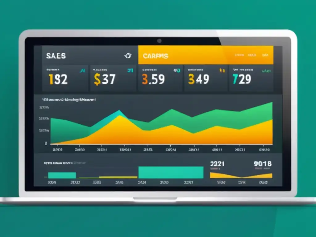 Un elegante panel de control de sitio web de comercio electrónico con diseño moderno y vibrantes esquemas de colores