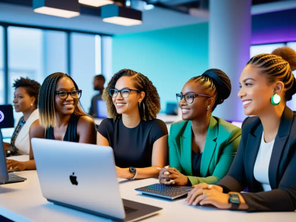 Empoderadas en Tecnología: Mujeres colaborando en proyectos innovadores Empoderamiento y colaboración femenina en tecnología, trabajo en código abierto