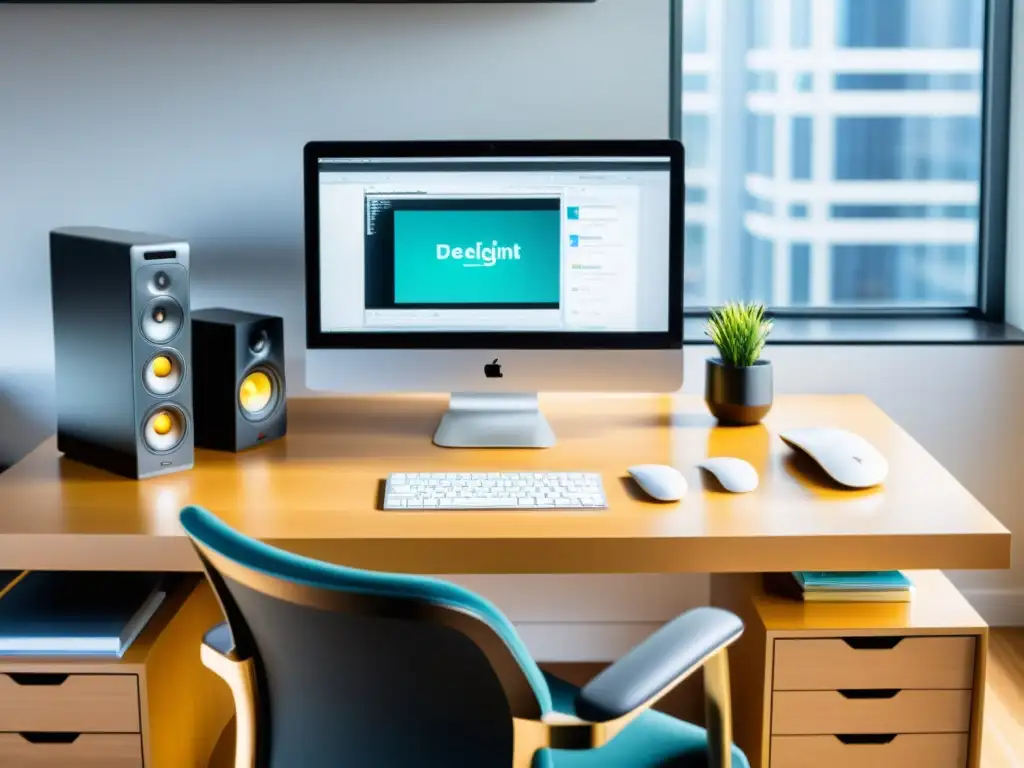 Espacio profesional para desarrollo web Entorno de desarrollo de aplicaciones web de código abierto: ambiente profesional y productivo con moderno escritorio, monitor y herramientas organizadas