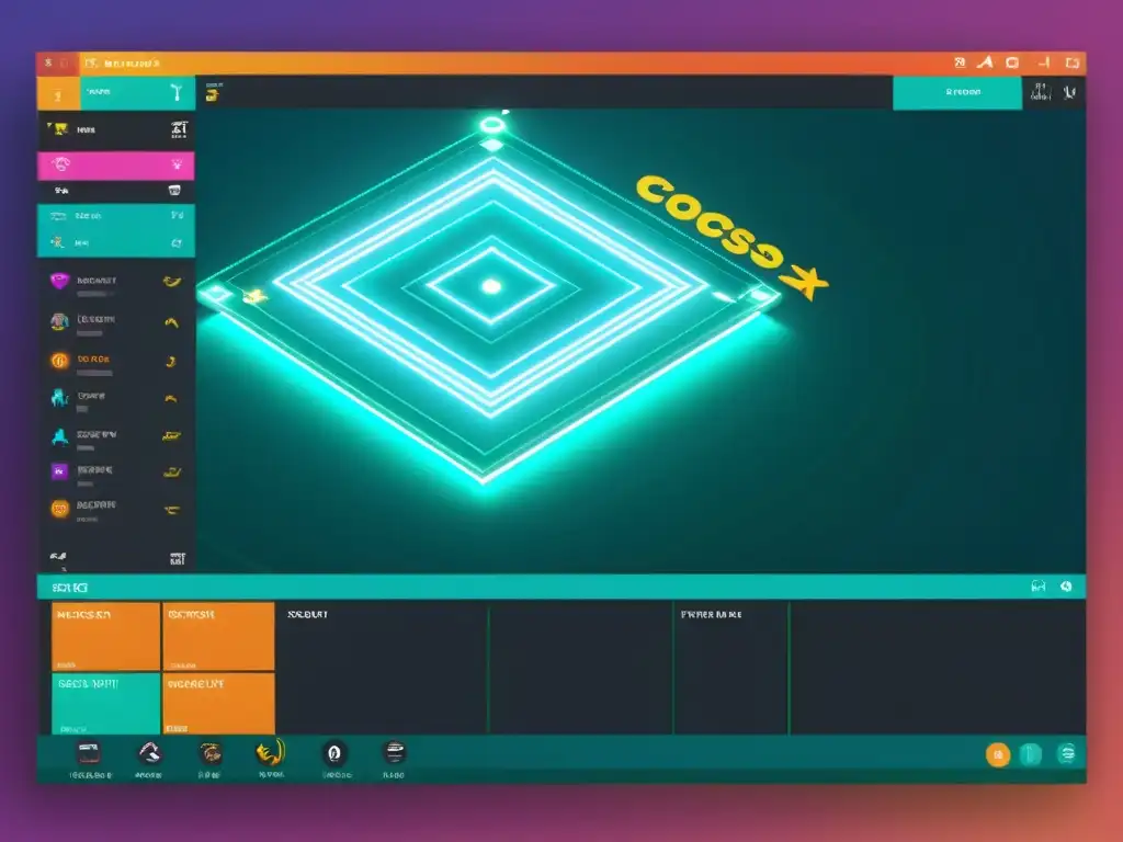 Entorno de desarrollo de juego Cocos2dx con código, assets y una vista previa con gráficos impresionantes y animaciones suaves