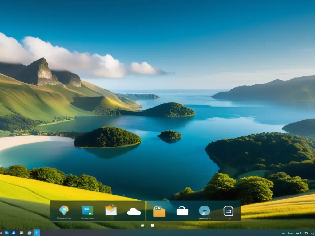 Un entorno de escritorio sereno y moderno con la interfaz XFCE y un fondo minimalista que muestra un paisaje tranquilo