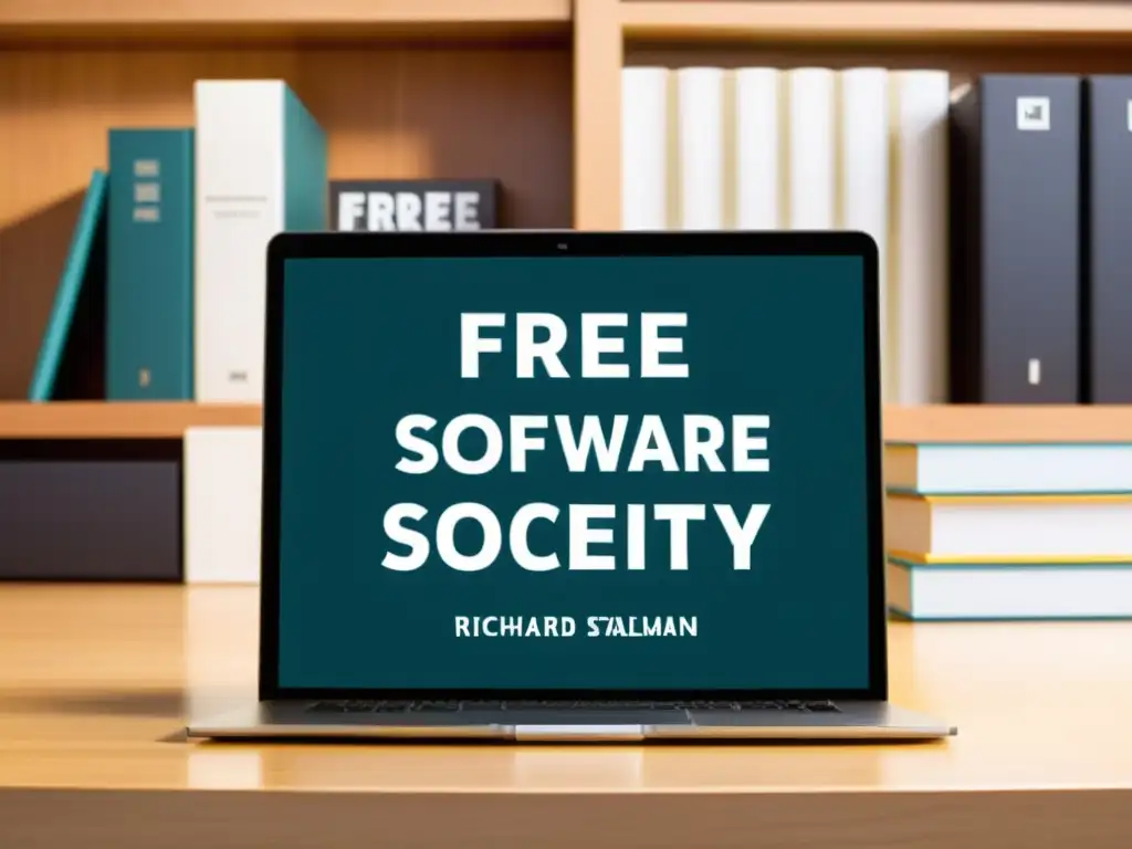 Un entorno profesional con el libro 'Free Software, Free Society' de Richard M