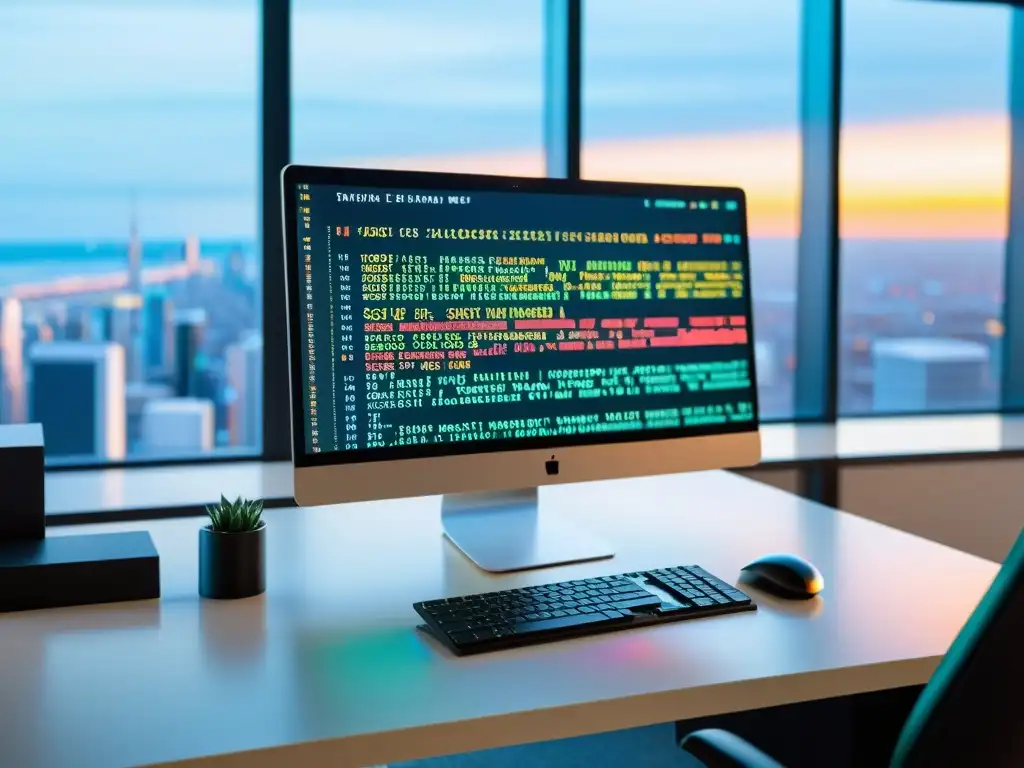 Un entorno profesional y moderno con código de programación en la pantalla, representando el Movimiento del Software Libre