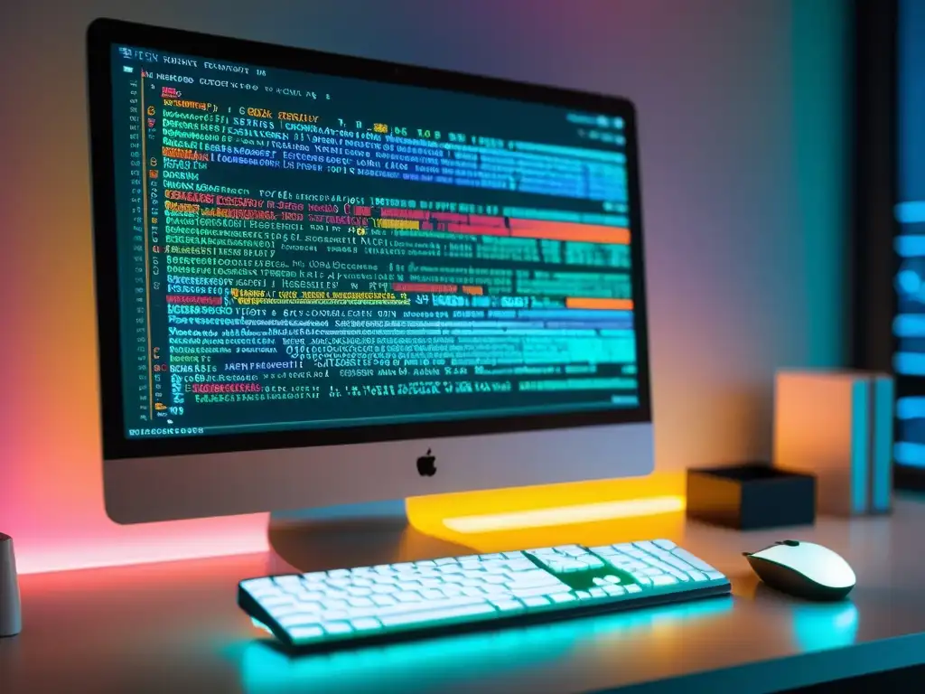 Un entorno de trabajo moderno y profesional con código abierto resaltado, reflejando la sofisticación del desarrollo de software de código abierto