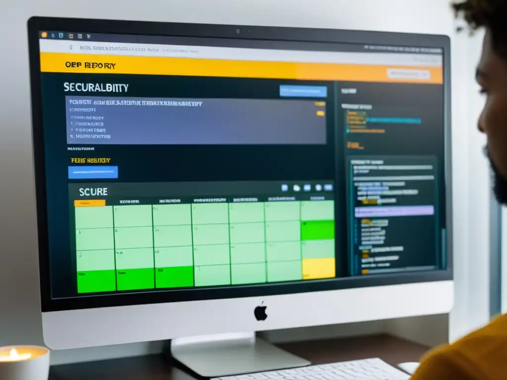 Equipo diverso revisando la seguridad para proyectos de código abierto en un entorno profesional y dinámico