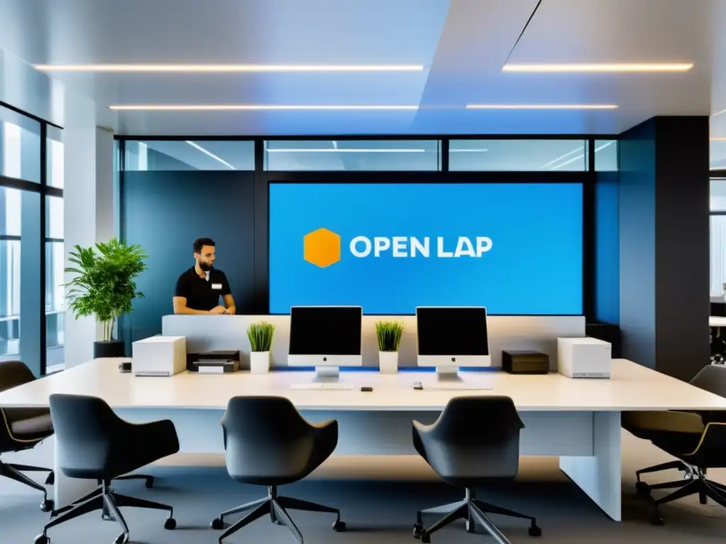 Equipo profesional implementando OpenLDAP en sistemas empresariales en una oficina moderna y eficiente