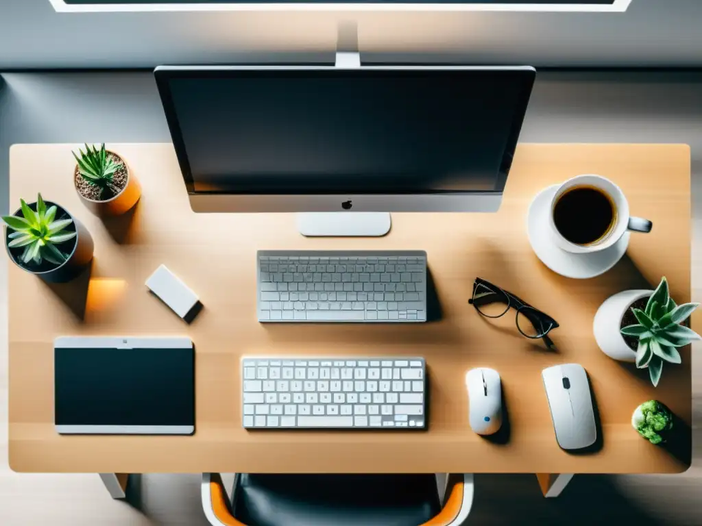Escritorio de computadora moderno y organizado con herramientas de SEO técnico de código abierto