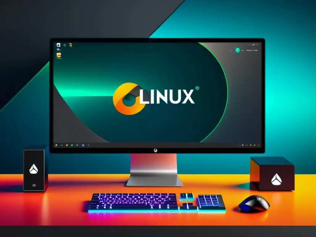 Escritorio Linux personalizado con temática gaming, optimización de Linux para juegos