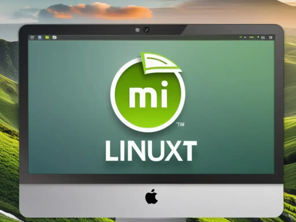 Un escritorio Linux Mint con terminal, navegador web y paisaje de montaña, ideal para novatos en Unix