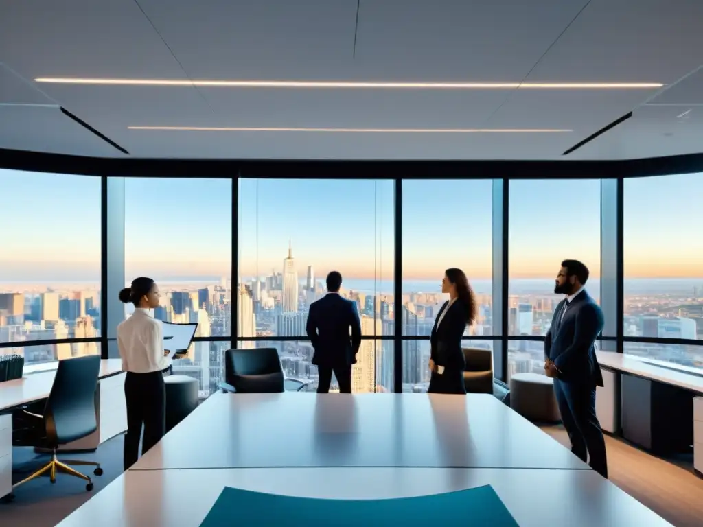 Espacio de oficina moderno con vista a la ciudad