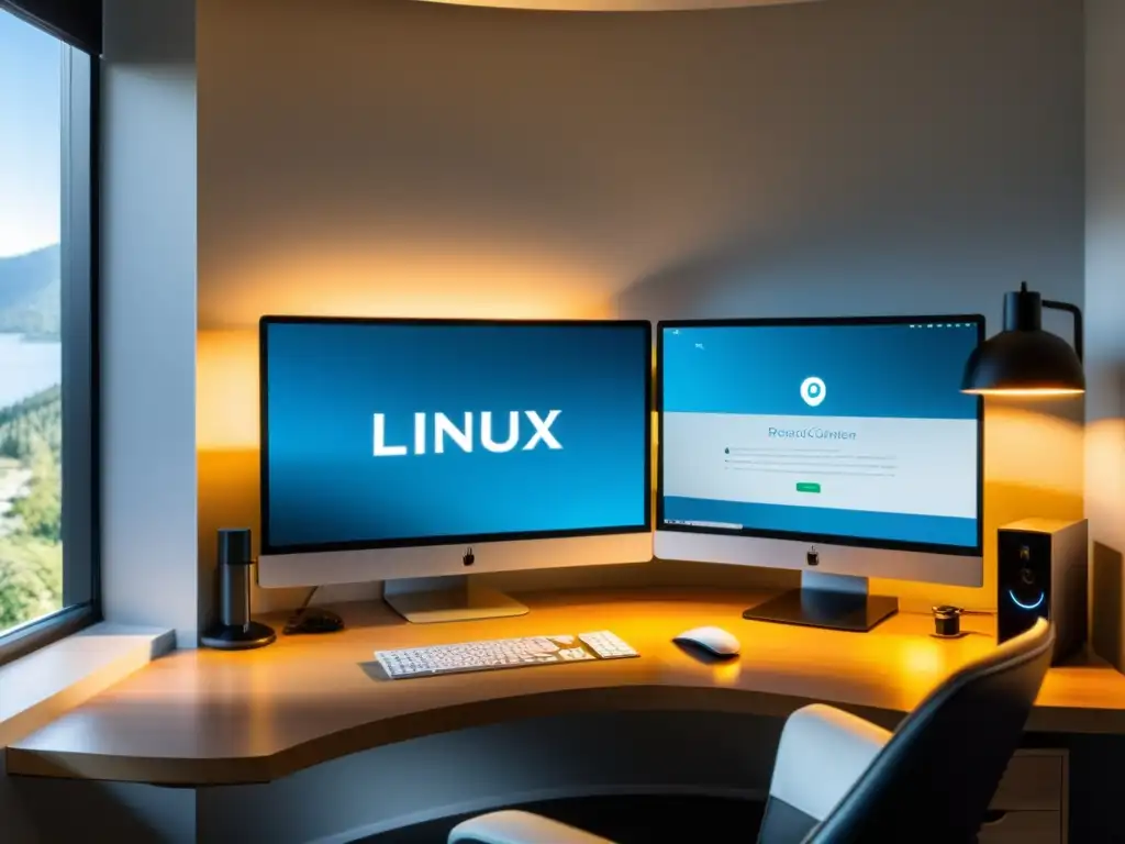 Un espacio de trabajo minimalista y elegante con una configuración de entornos remotos Linux