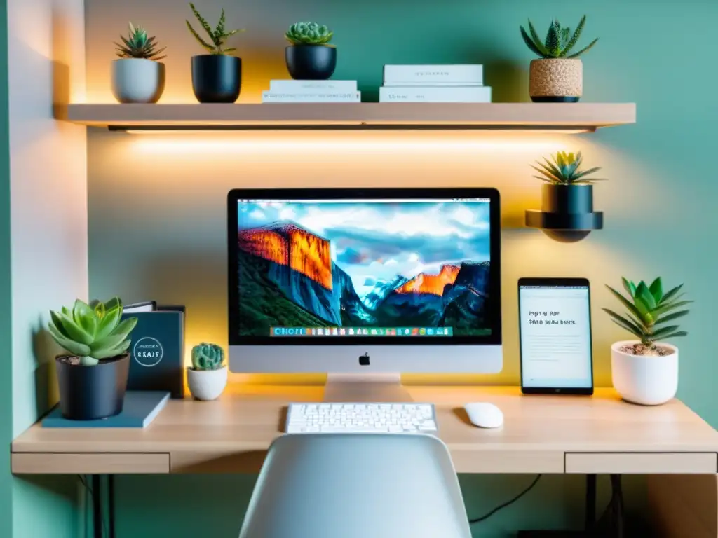 Espacio de trabajo moderno con laptop y libros de programación ordenados