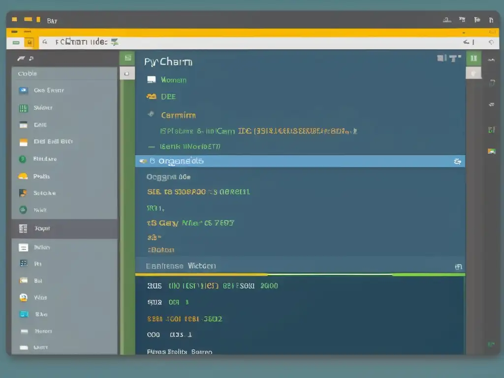 Un espacio de trabajo moderno y organizado en PyCharm IDE, con editor de código, terminal y paneles visibles