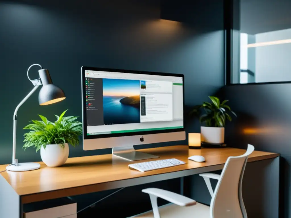 Espacio de trabajo moderno con software de código abierto para teletrabajo seguro en pantalla
