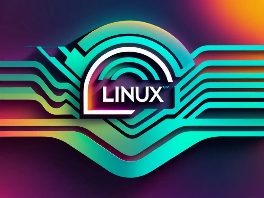 Espectacular ilustración detallada del logo de una distribución Linux, con patrones de circuitos intrincados y colores vibrantes