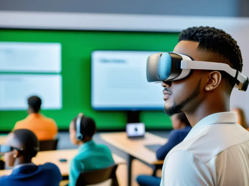 Estudiantes participando en un aula virtual innovadora con tecnología de vanguardia y plataformas de código abierto educación